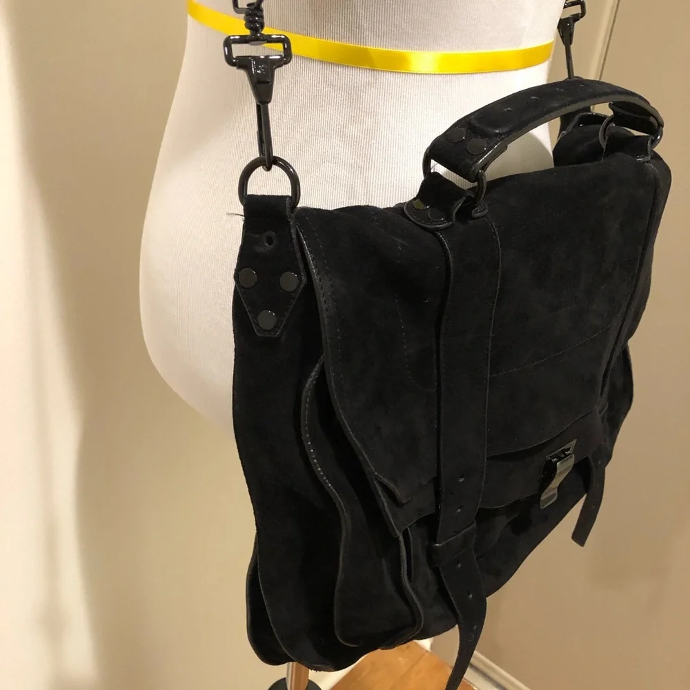 Black Suede Satchel Handbag - Women